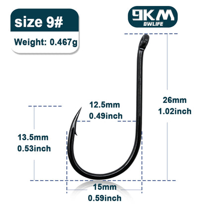 9KM Fishing Hooks 50~100Pcs Octopus Beak Hook Carp Fishing Jigging Hook Barbed Black High Carbon Steel Ice Fishing Accessories