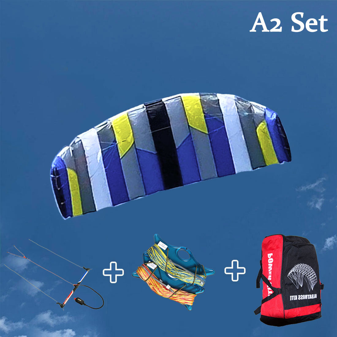 3m² 4 Line Trainer Power Kite with Line and Bar Kiteboarding