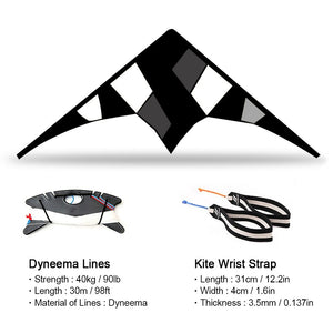 Freilein 2 Line Stunt Kite 2.16m Sports Acrobatic Kite PC31 Mylar Laminate 2 x 30m x 90lb Flying Lines + Wrist Strap + Bag