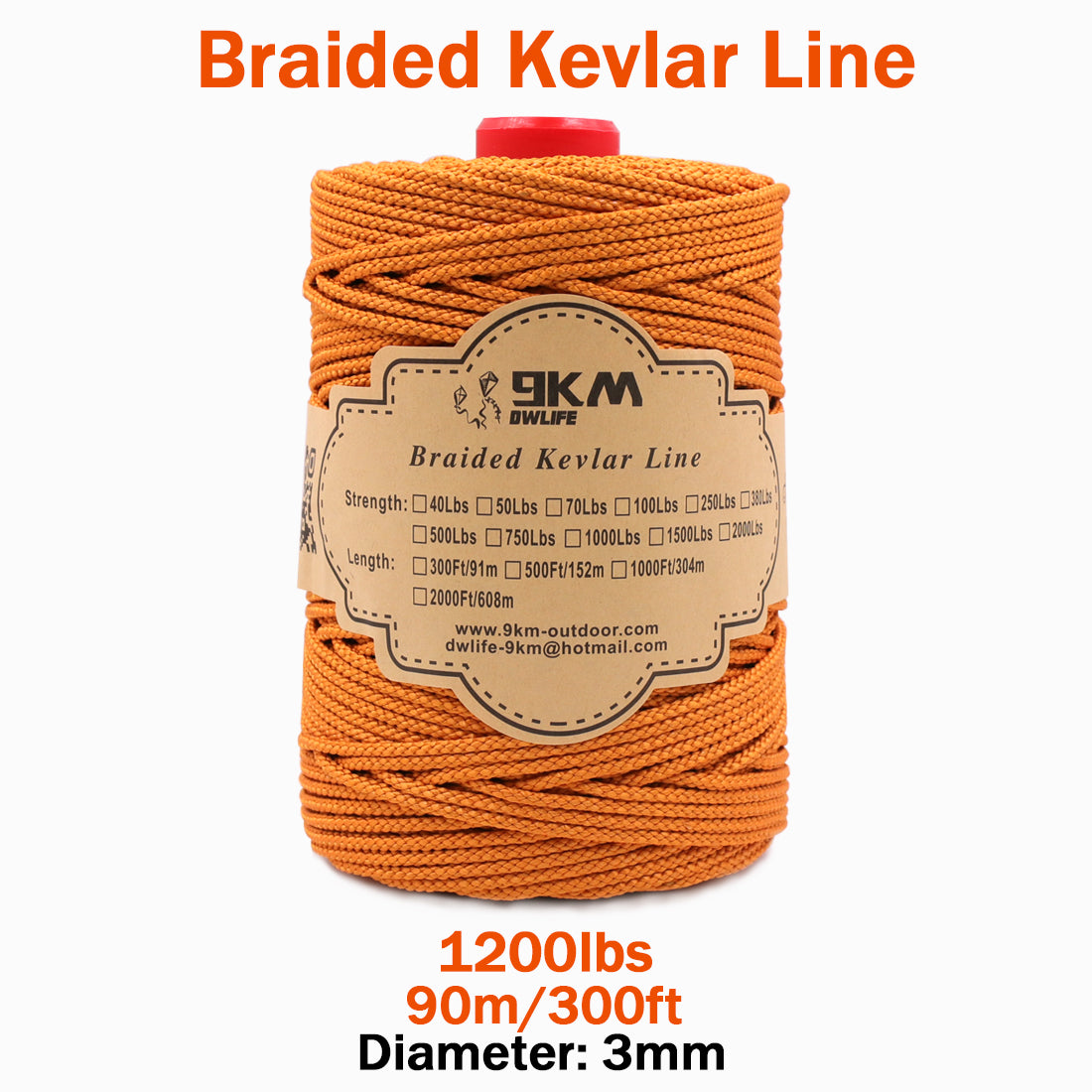 High Strength Orange Kevlar Line（On Spool）