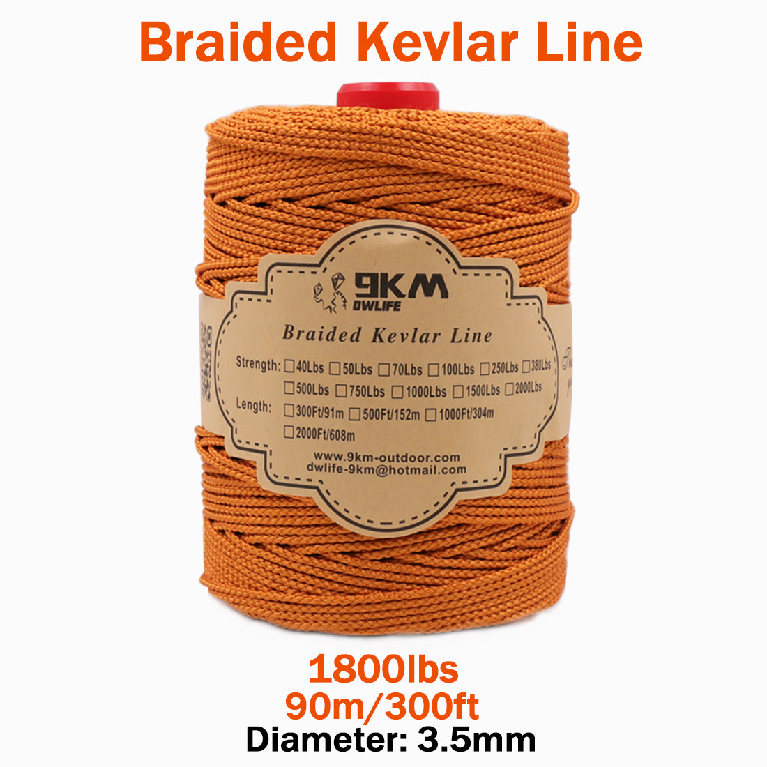 High Strength Orange Kevlar Line（On Spool）