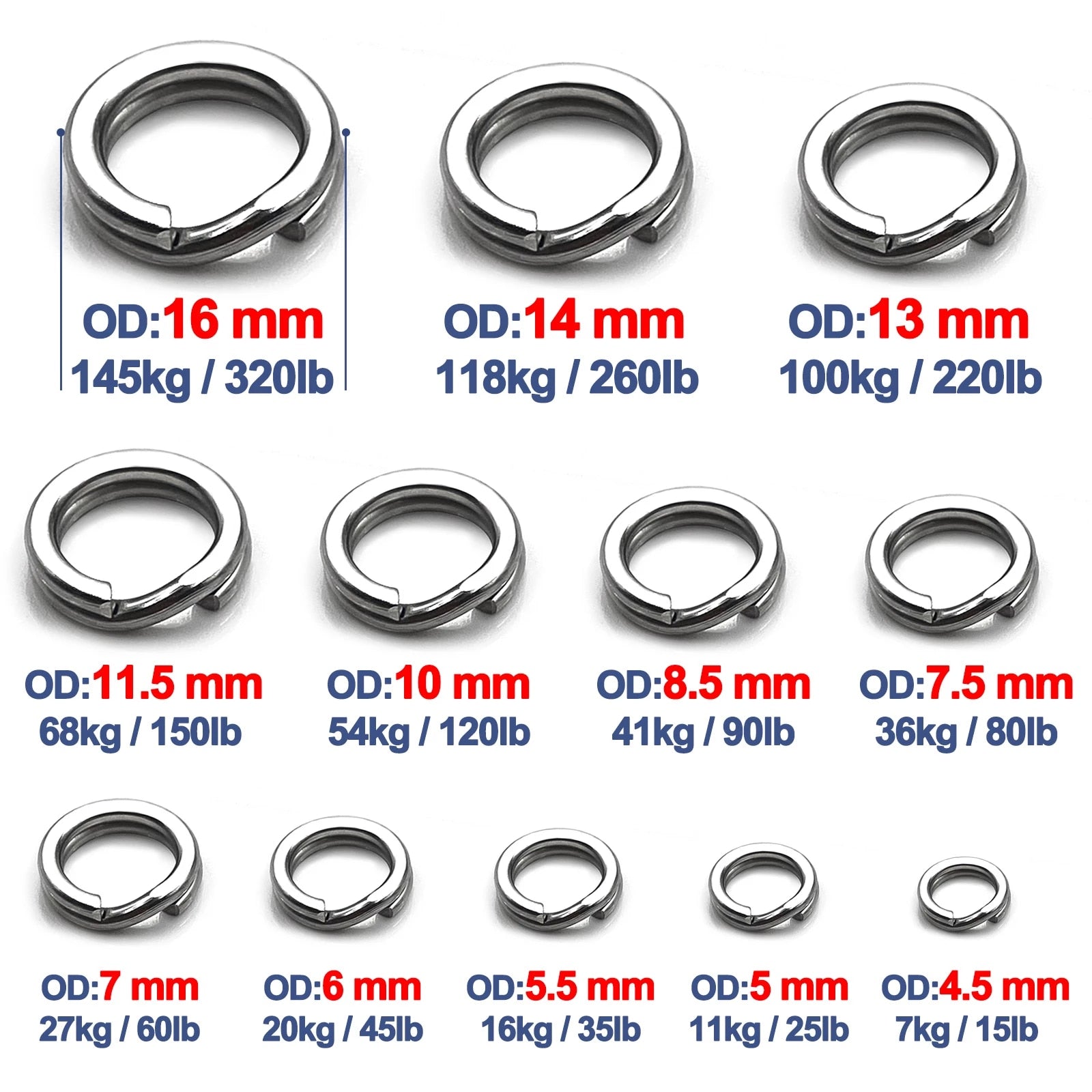 Fishing Lures Split Rings 50~200Pcs Fishing Accessories Stainless