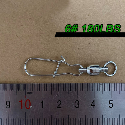 20~100Pcs Fishing Ball Bearing Swivels Duolock Snap Stainless Steel Fishing Connector Swivels with Crane Barrel Lure Fish Tackle