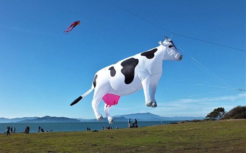 3m Cow Line Laundry Kite Soft Inflatable Cow Kite with Bag